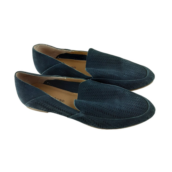 Lucky Brand Women's Navy Blue Brogan Suede Perforated Slip On Flats 9.5M - Picture 1 of 9